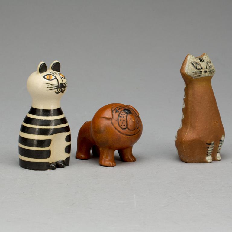 FIGURINER, 3 st, stengods, Lisa Larson, Gustavsberg. 1900-talets andra hälft.