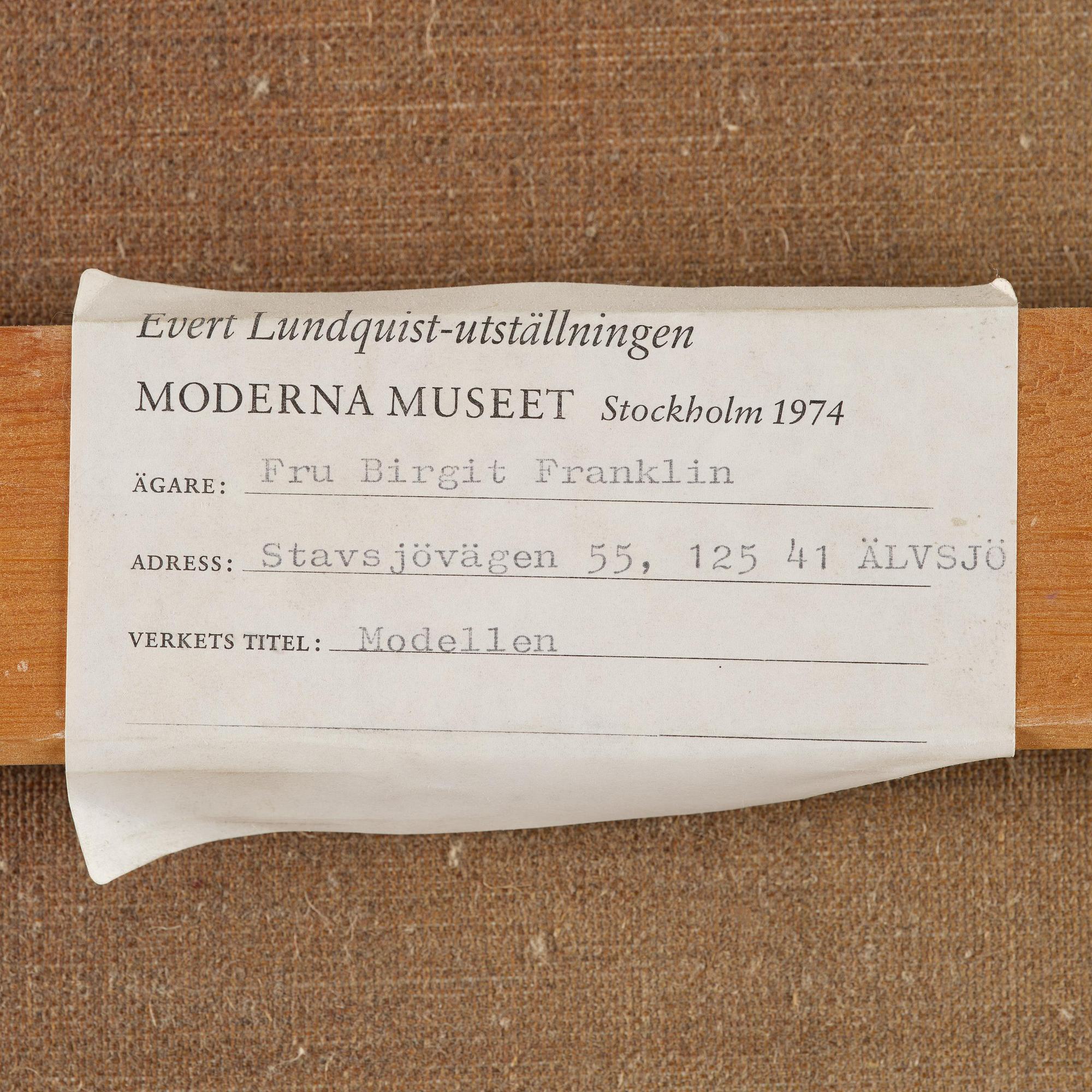 Evert Lundquist, ”Modellen”.
