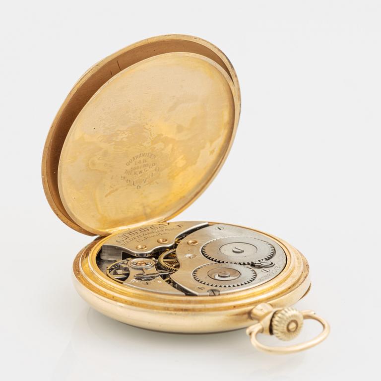 Waltham, pocket watch, 14k gold, 46 mm.