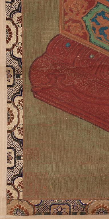 RULLMÅLNING, troligen 1700-tal eller äldre. Shakyamuni Buddha.