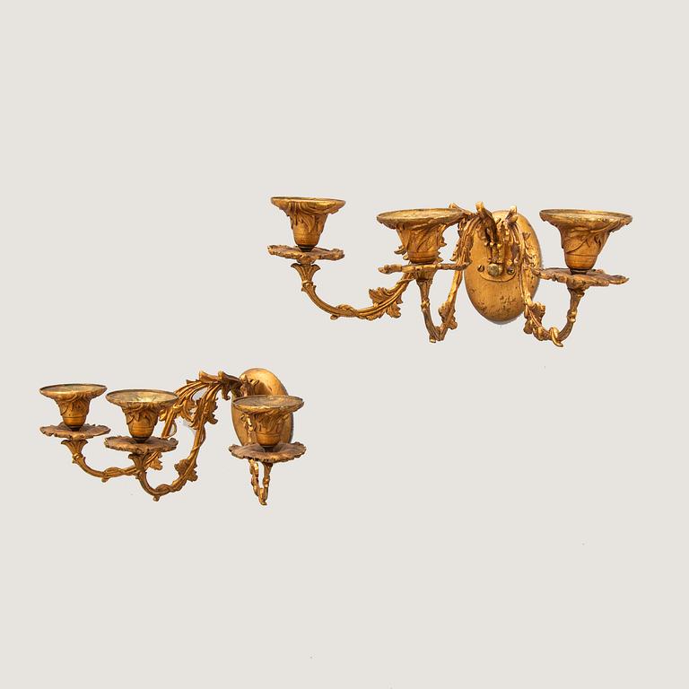 Vägglampetter, ett par, sekelskiftet 1900.