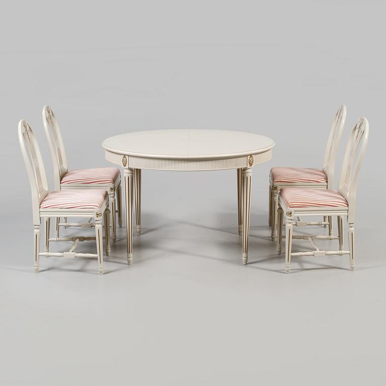 MATSALSGRUPP, 5 delar, gustaviansk stil, 1900-talets andra hälft.