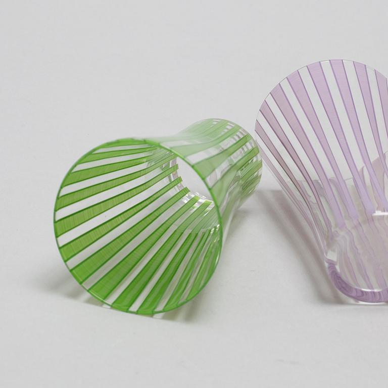 BENGT ORUP, 9 st, glas, "Stripe", Johansfors, 1950-tal.