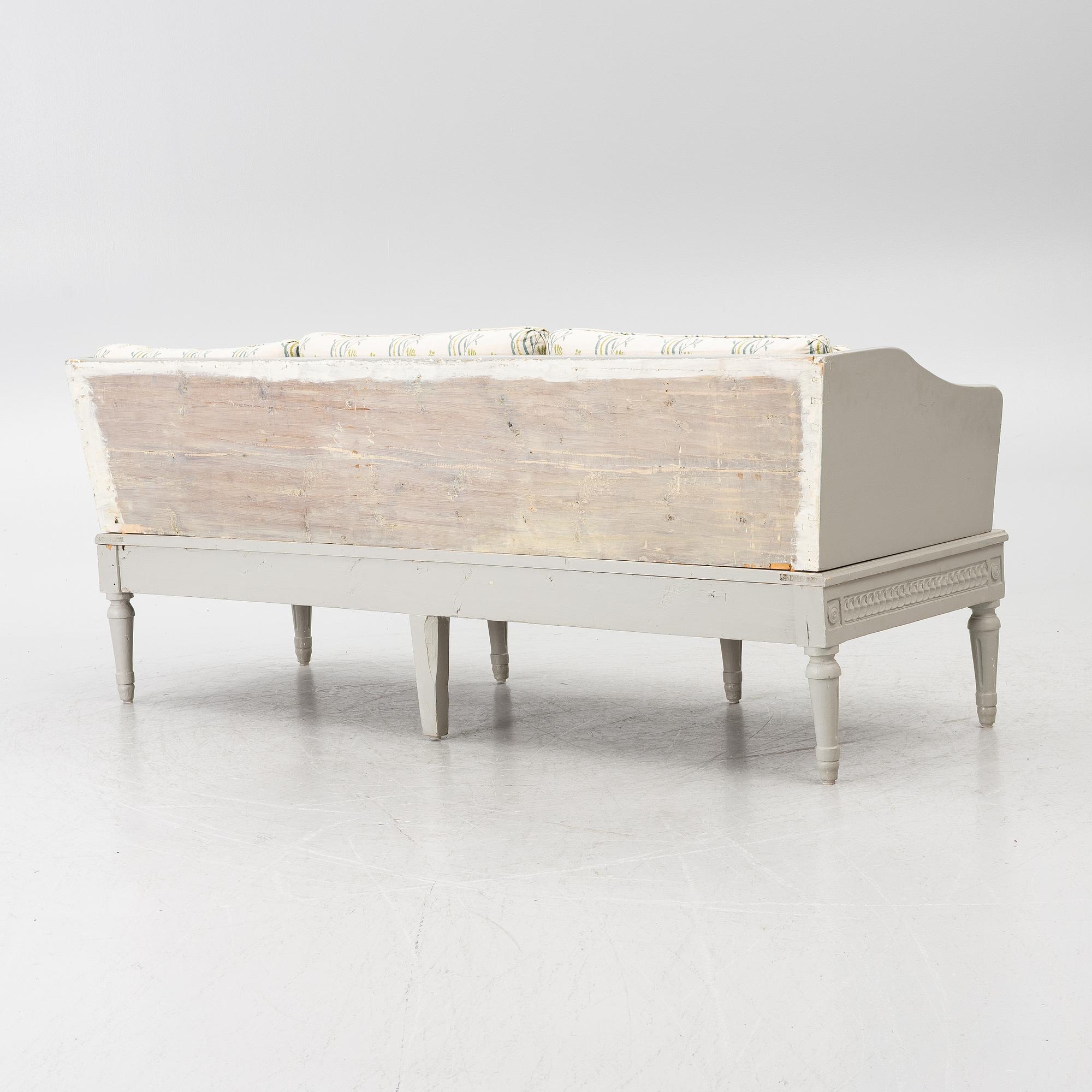 A Gustavian provincial work sofa, 18th century.