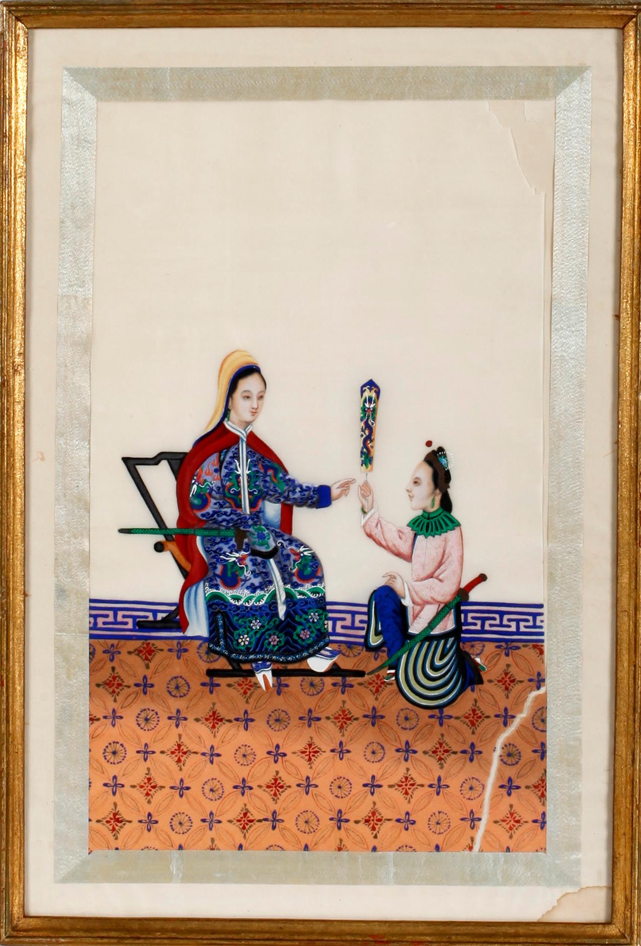 OKÄND KONSTNÄR, målningar på papper. 2 st, Kina. 1800/1900-tal.