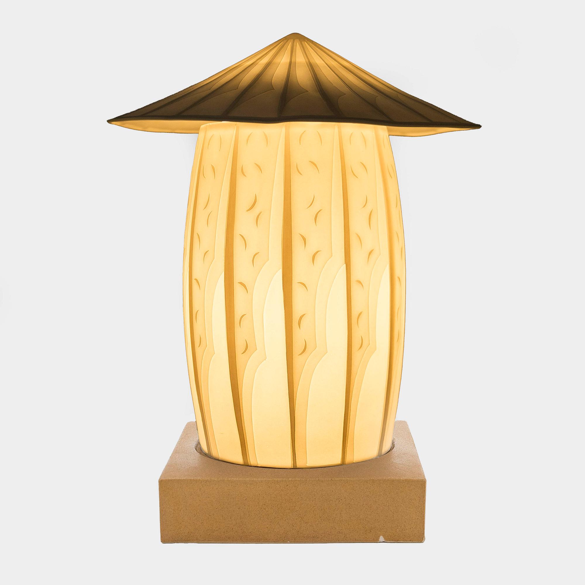 Inkeri Leivo, bordslampa "Kvällssaga", keramik, signerad Inkeri Leivo Arabia.