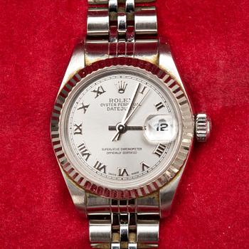 DAMARMBANDSUR, Rolex, Oyster Perpetual, Date, stål.