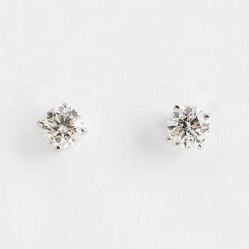 DIAMOND STUDS, 14K white gold with 2 diamonds approx. 1.40 cts.