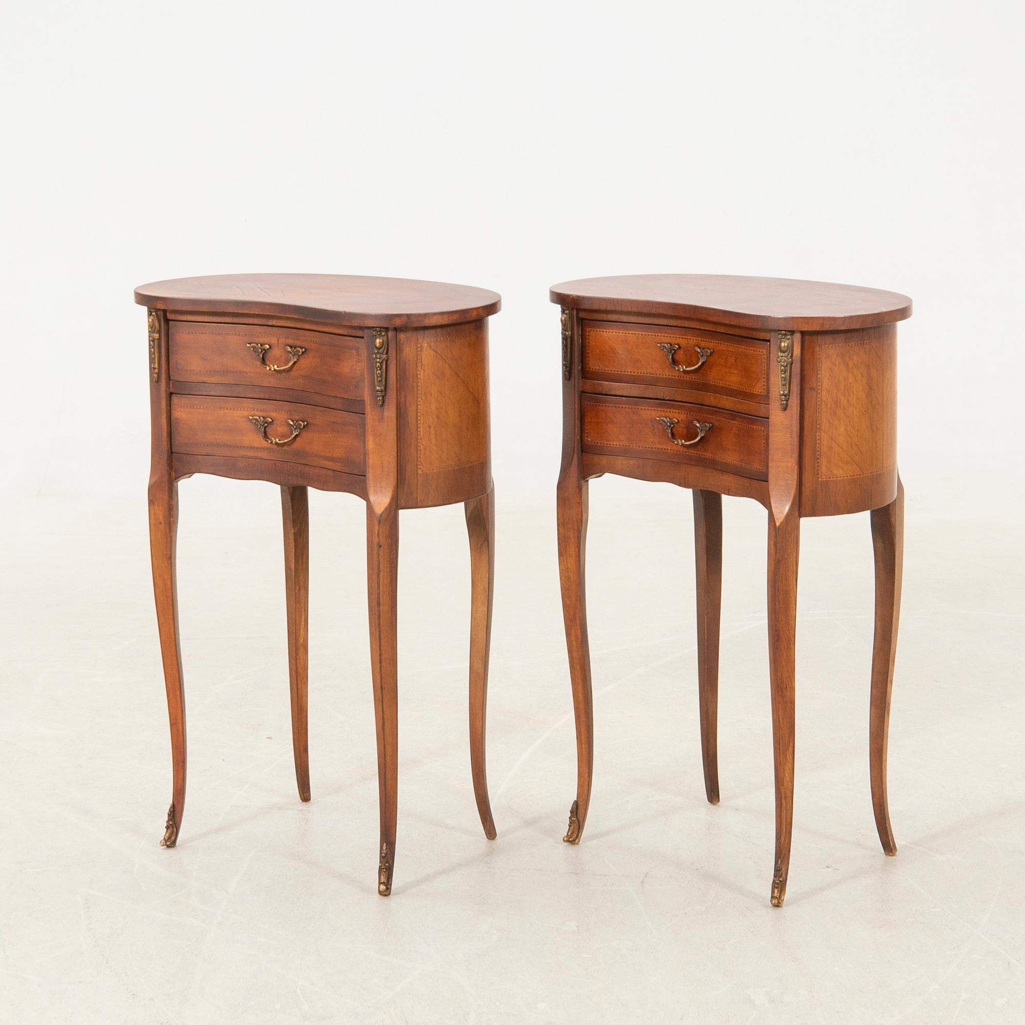 Side tables/Bedside tables, a pair, Rococo style, mid-20th century.