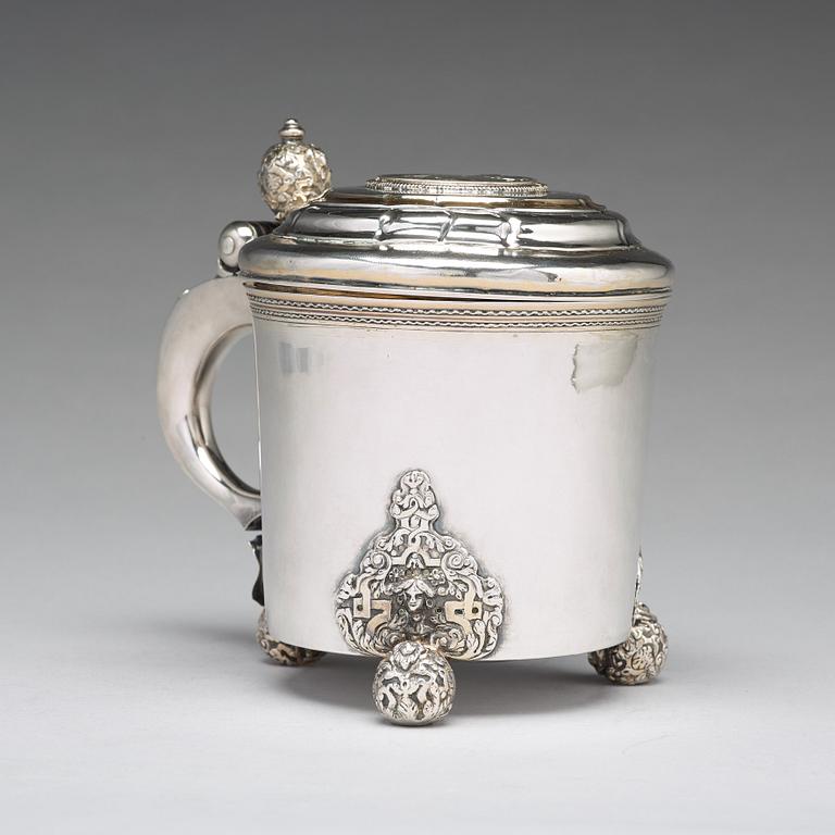 A Swedish 18th century parcel-gilt silver tankard, mark of Olof Lind, Mariestad (1752-1767 (1770)).