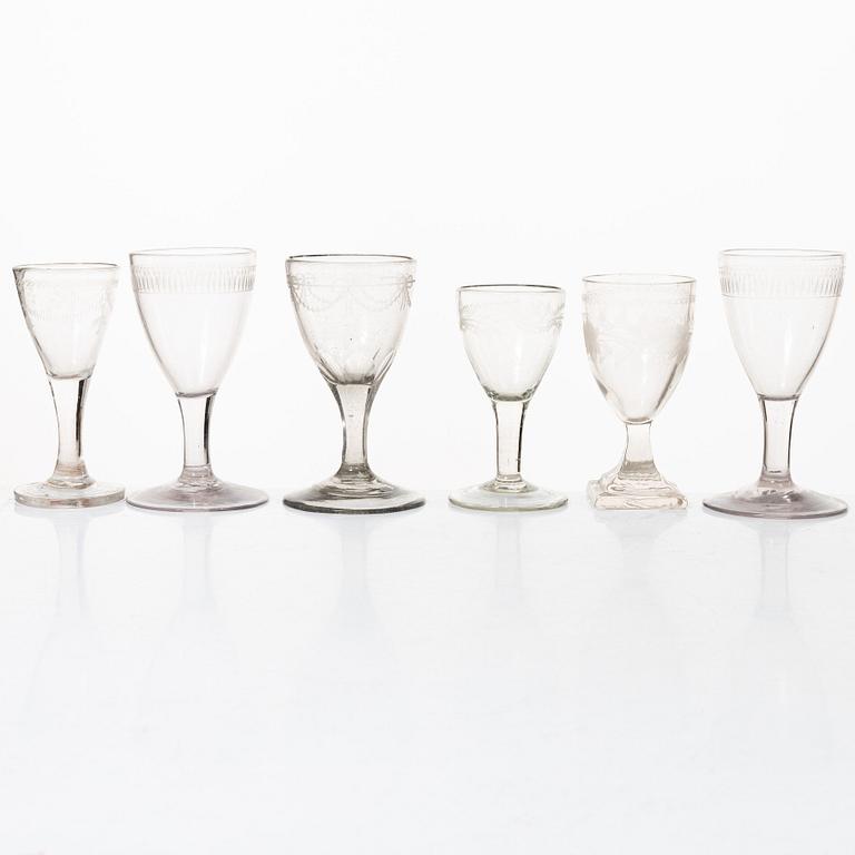 13 glasses, mostly Sweden, circa 1800.