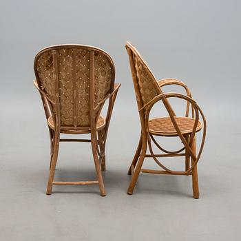 PROVENCE-STOLAR, 4 st, kastanjeträ, "Le Corbusier", Pascal Raffier Vannerie, Frankrike 1900-talets slut.