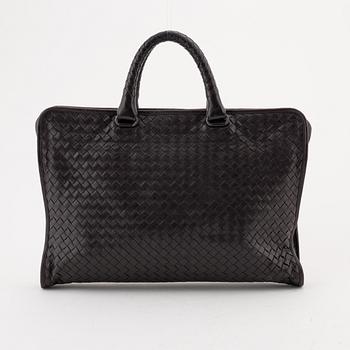 Bottega Veneta, a brown intrecciato leather briefcase.