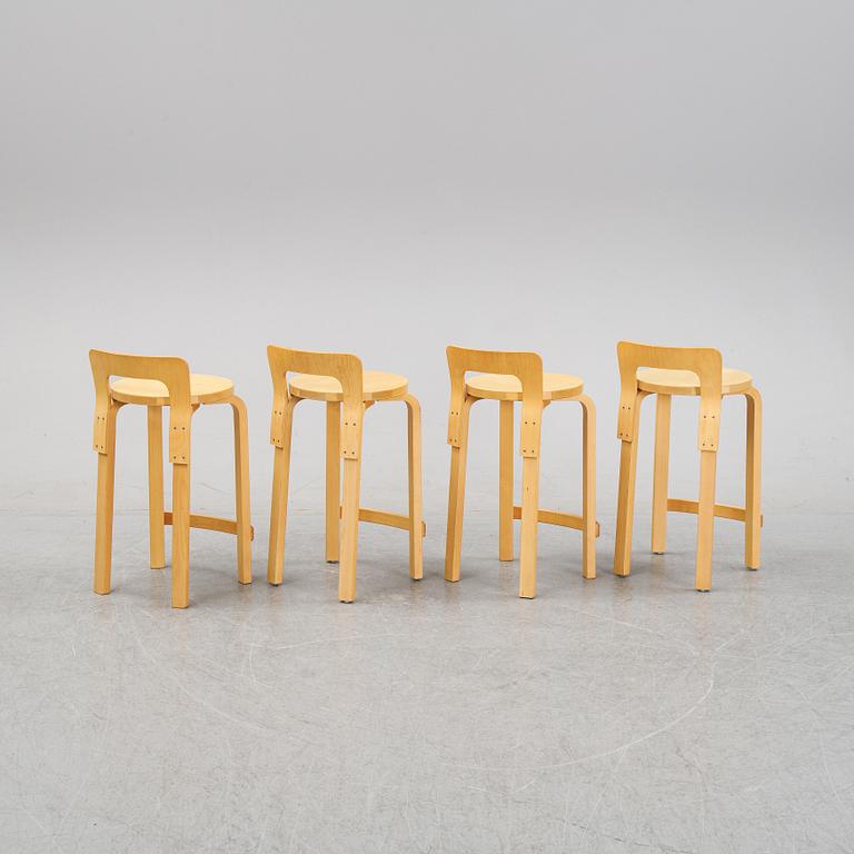 A pair of 'K65' bar stools designed by Alvar Aalto, second half of the 20th century.