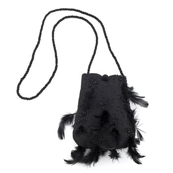 MAX MARA Pianoforte, a black satin embellished evening bag.