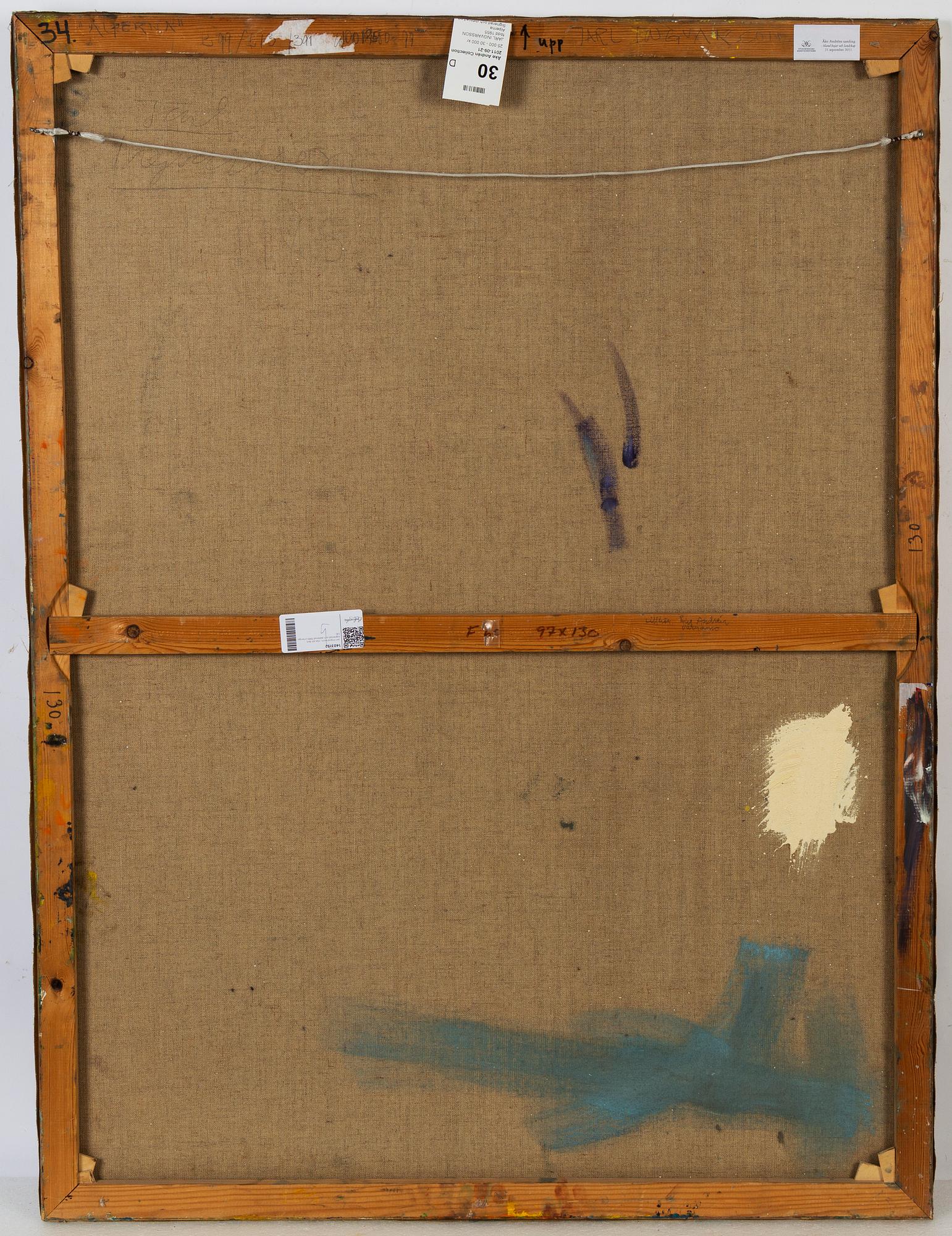 Jarl Ingvarsson, oil on canvas, signed and dated 1985 verso.