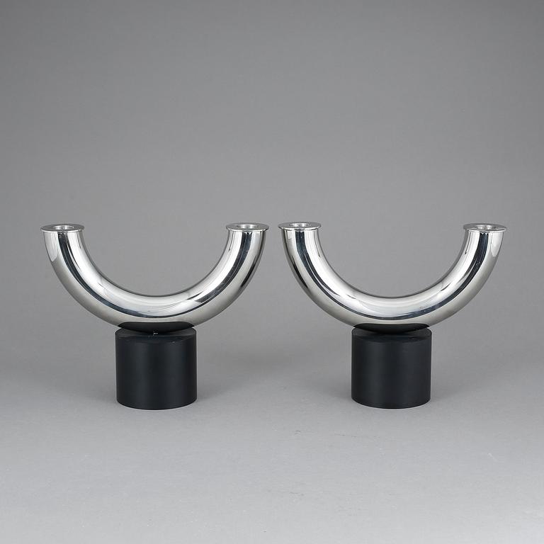 LJUSSTAKAR, ett par, stål, Georg Jensen, Danmark.