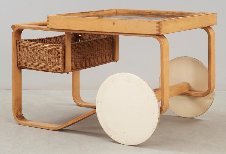 An Alvar Aalto 'model 900' serving trolley,  Huonekalu-ja Rakennustyötehdas Ab for Artek, Finland, probably 1940's-50's.