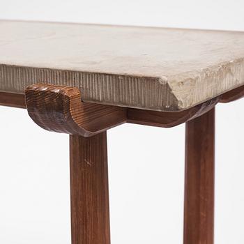 Axel Einar Hjorth, a stained pine and limestone top "Sandhamn" table, Nordiska Kompaniet, Sweden 1931.