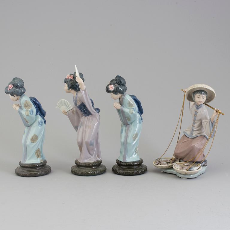 FIGURER, fyra stycken, porslin. Lladro, Spanien, 1980-tal.