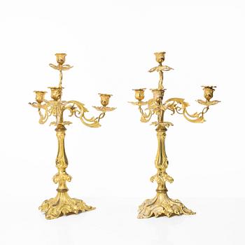 A pair of Oscarian candelabras, Sweden, late 19th century.