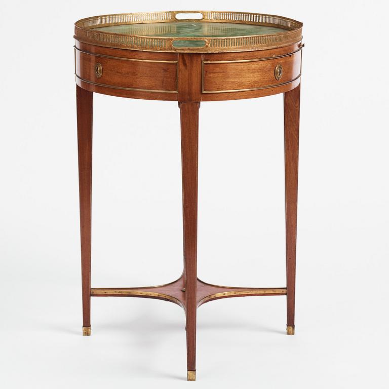 A late Gustavian mahogany and tôle-peinte tray-table by A. Scherling (master in Stockholm 1771-1809).