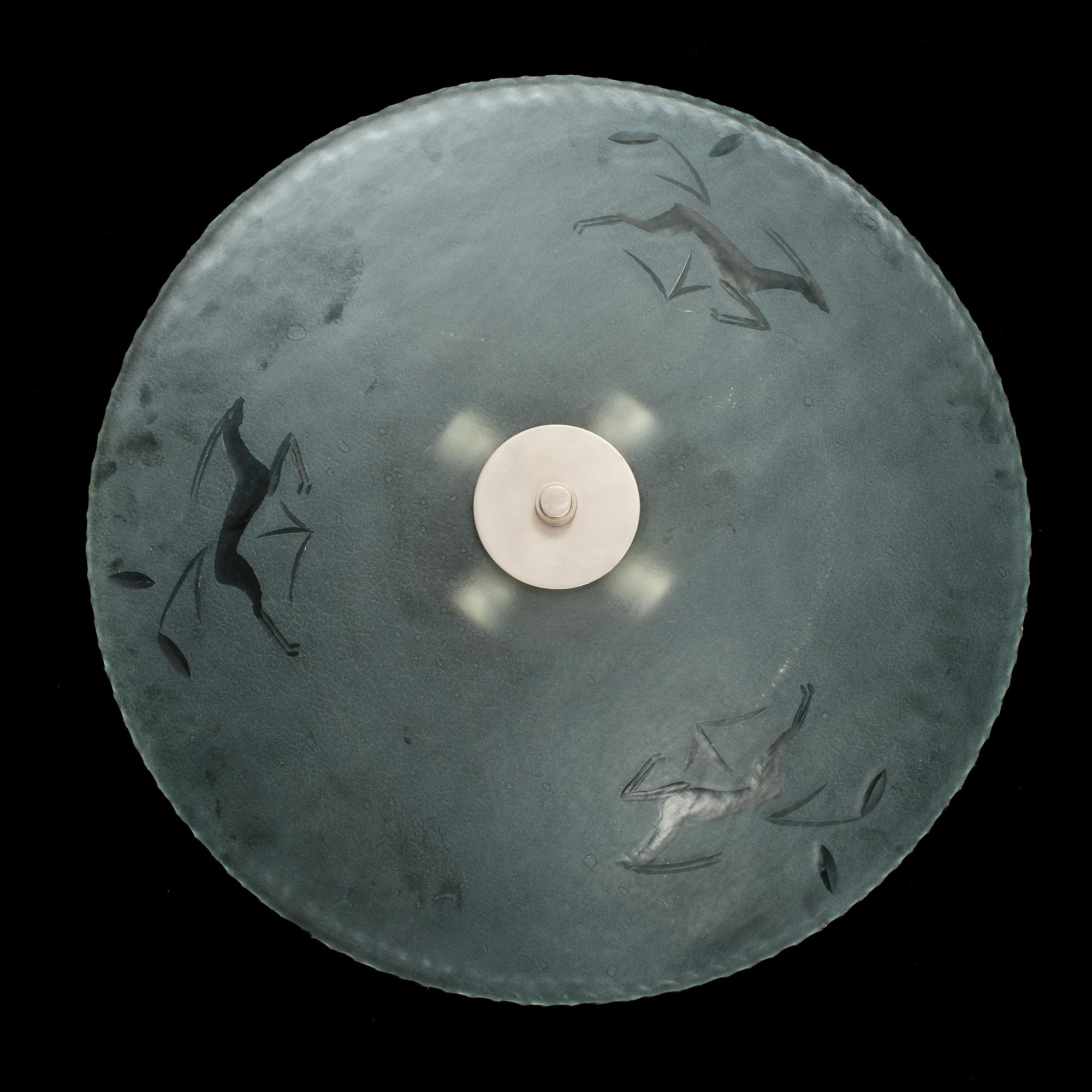 An Art Deco glass ceiling light, 1930's,