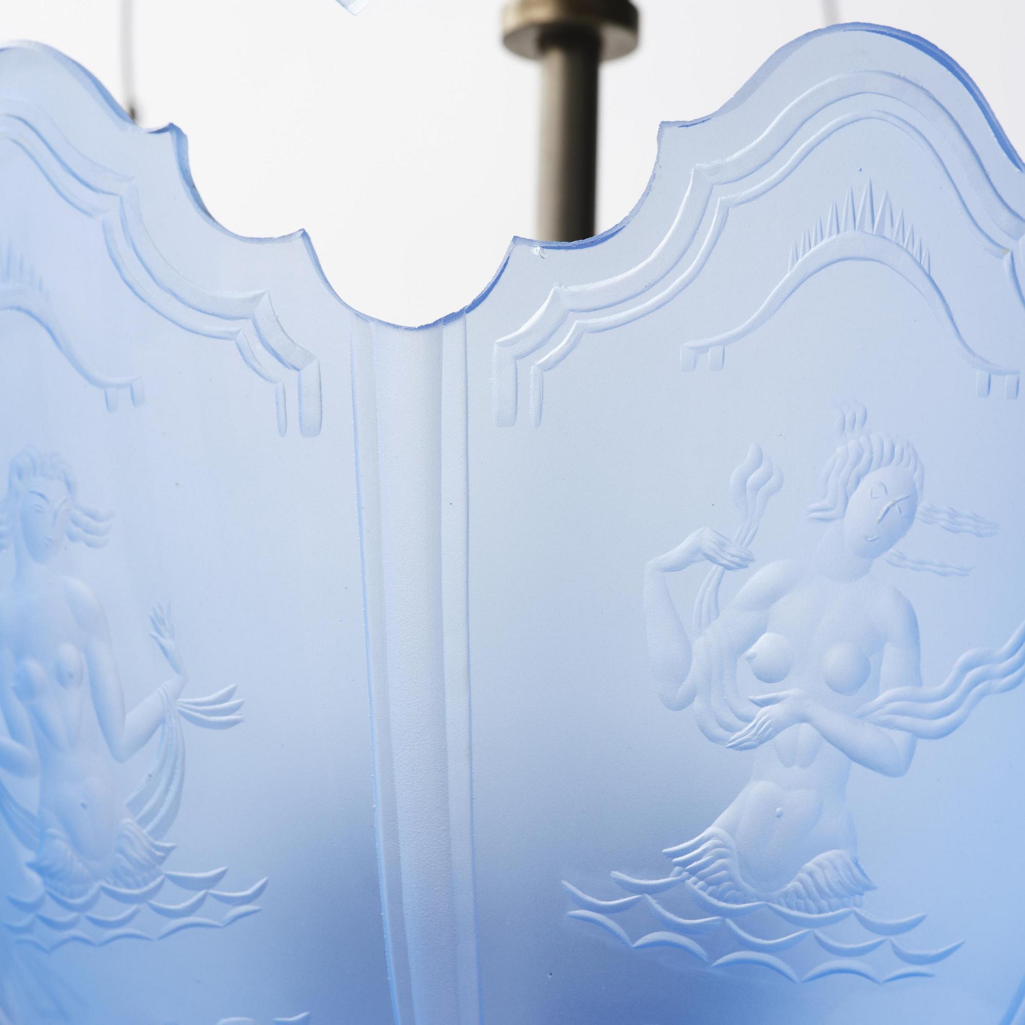 Edward Hald, a Swedish Grace ceiling lamp, Orrefors, 1920s.