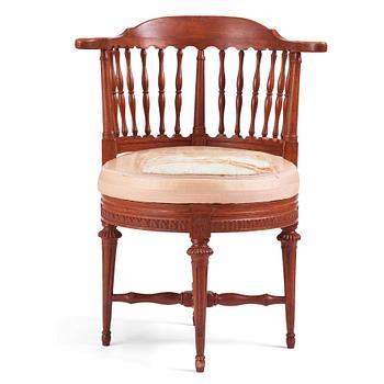 A carved Gustavian commode chair by J. Hammarström (master 1794-1812).