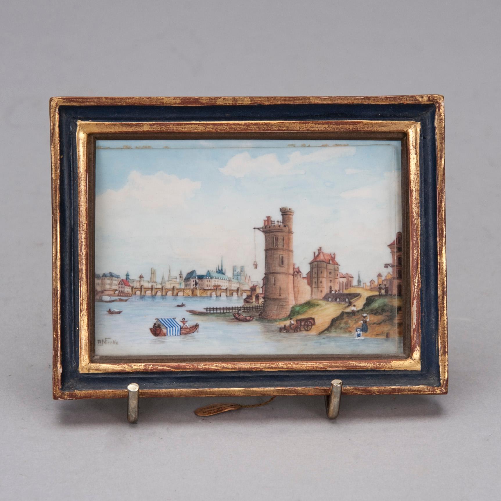 MINIATYR, gouache, signerad R. Nicolle, 1900-talets början.