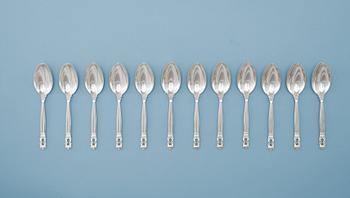 728. A set of twelve Johan Rohde  'Acorn' dessert spoons, Georg Jensen, Copenhagen 1933-44, sterling.