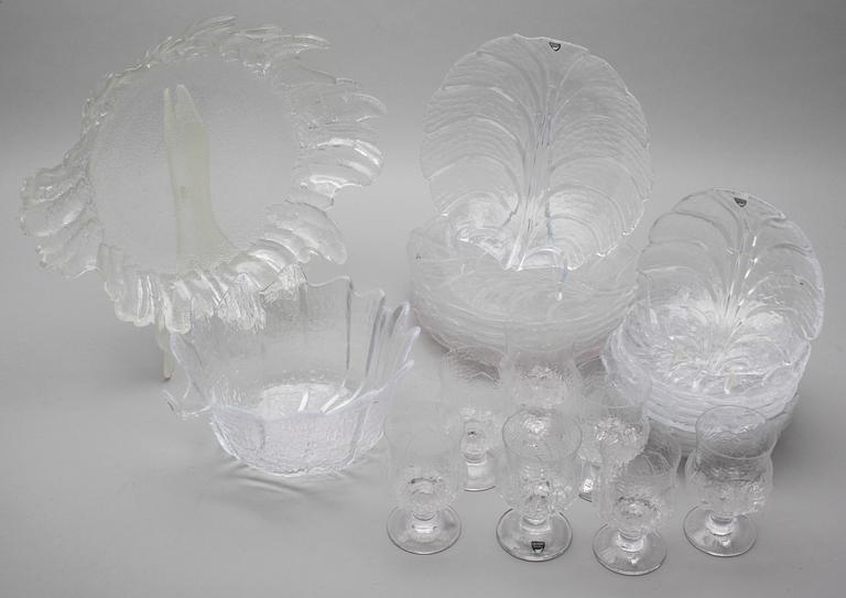 SERVISDELAR, 27 delar, glas, Orrefors, 1900-talets andra hälft.