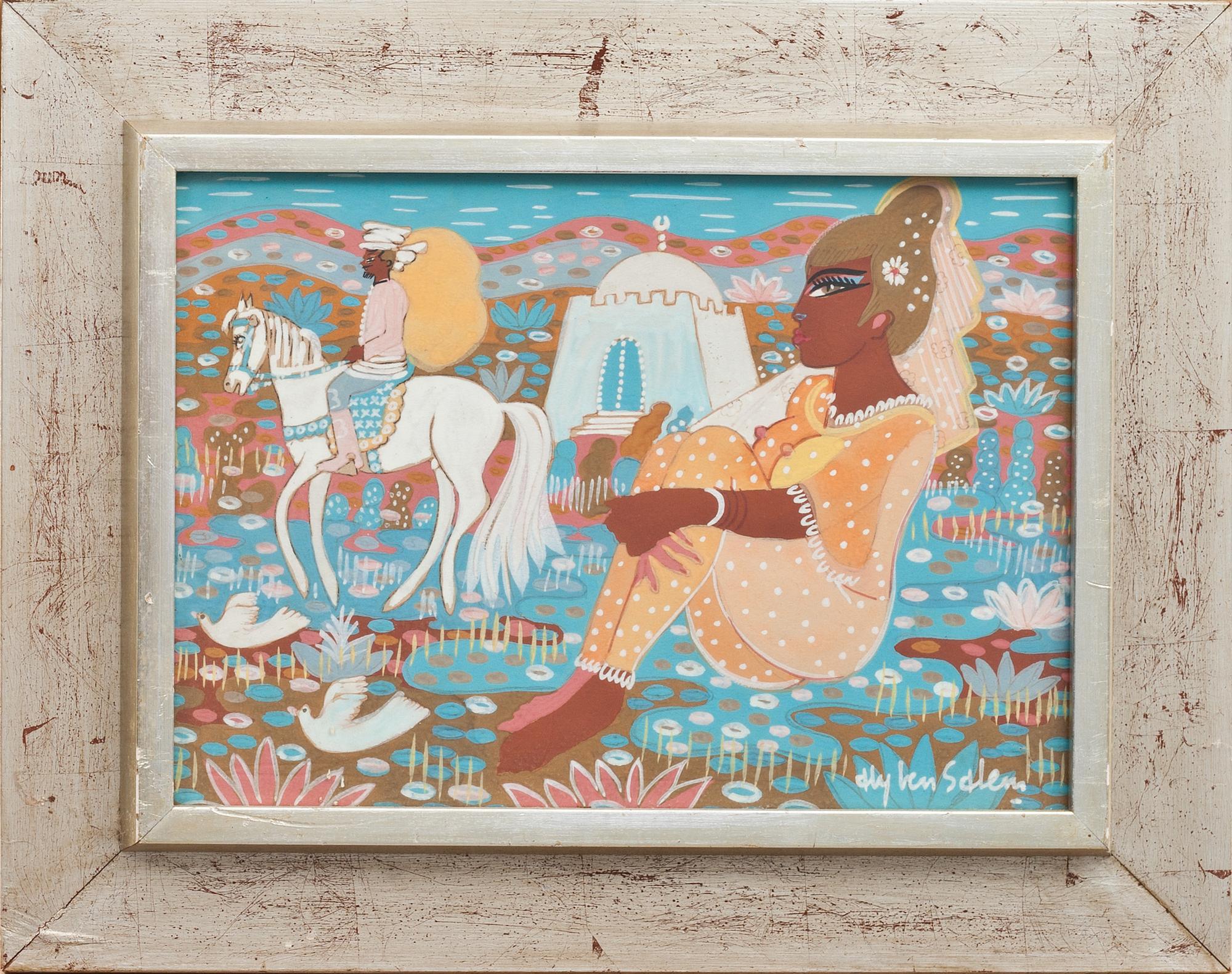 ALY BEN SALEM, gouache, signerad.