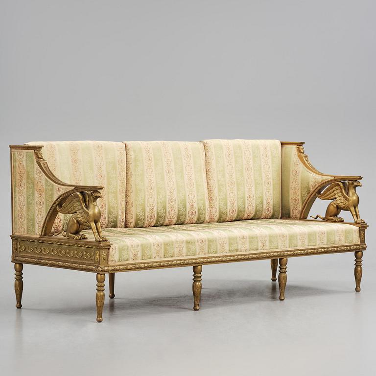 A late Gustavian sofa attributed to E. Ståhl (master in Stockholm 1794-1820).