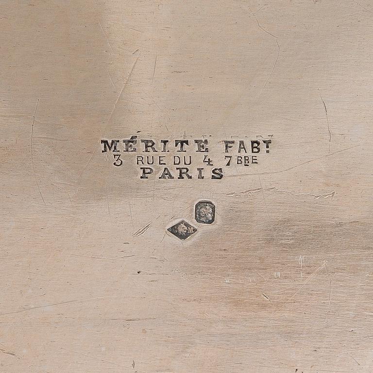 A French silver tray, maker's mark of Charles Mérite, before year 1892.