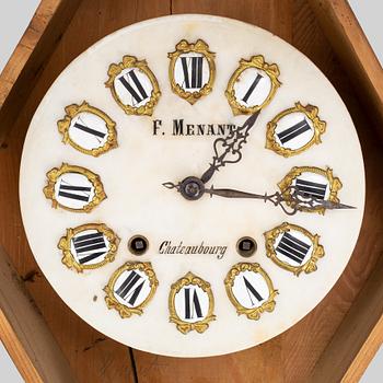 A French wall clock, F. Menant, Chateaubourg, late 19th Century.