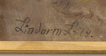 Lindorm Liljefors, Hund på fågeljakt.