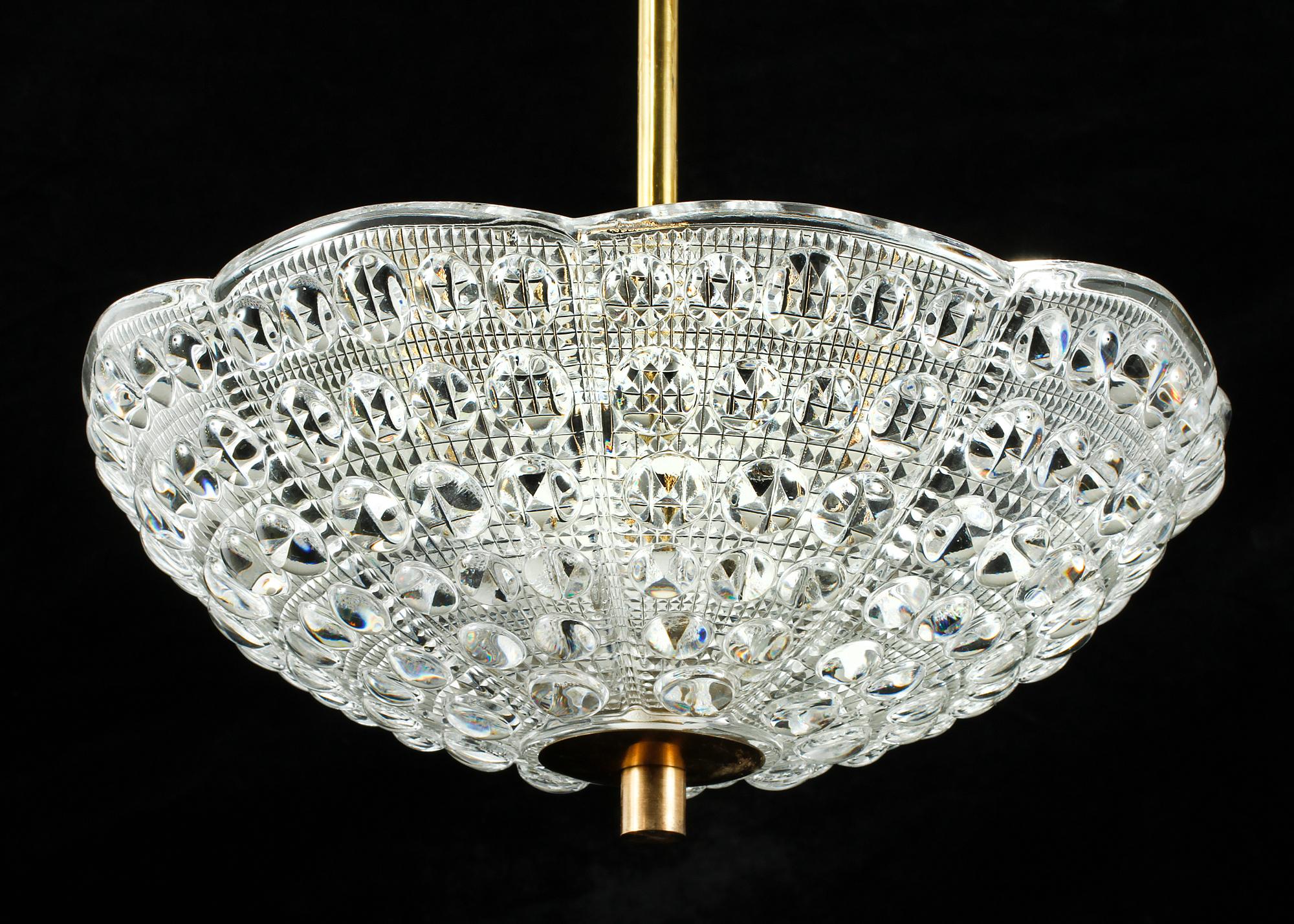 TAKPLAFOND, glas, Carl Fagerlund, omkring 1900-talets andra hälft. Höjd ca 50 cm.