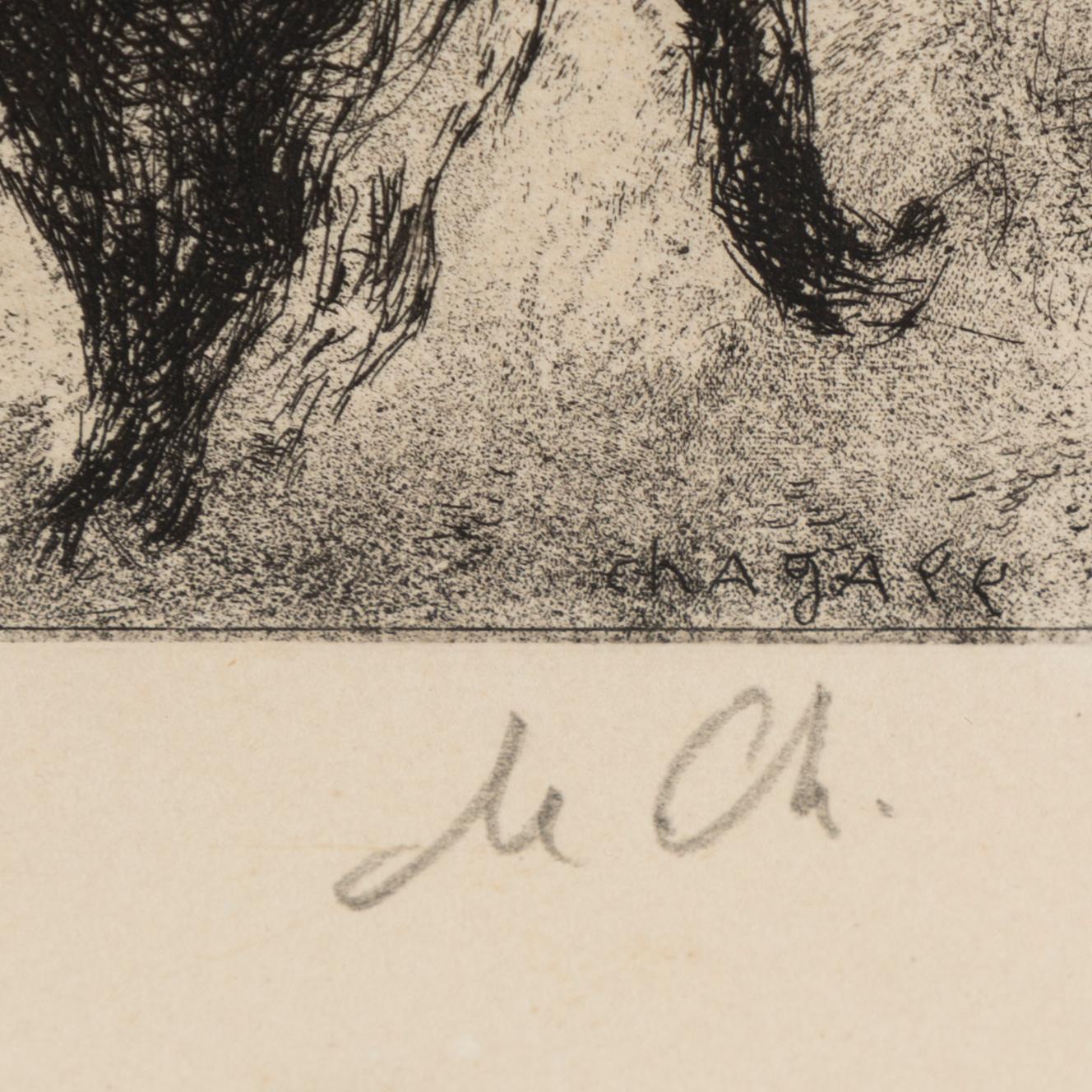MARC CHAGALL, etching with hand colouring, 1958, on Arches paper, signed in pencil and numbered 74/100.