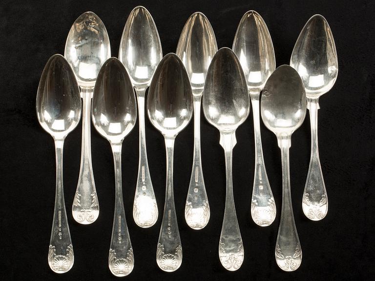 SKEDAR, 10 st, silver 1800-talets mitt, vikt 400 g.