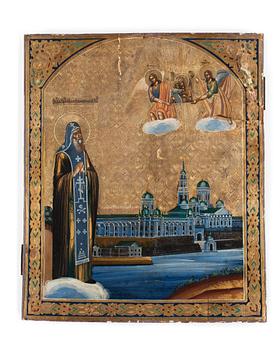 717. A Russian 19th century icon, St. Nil Stolbenskii.