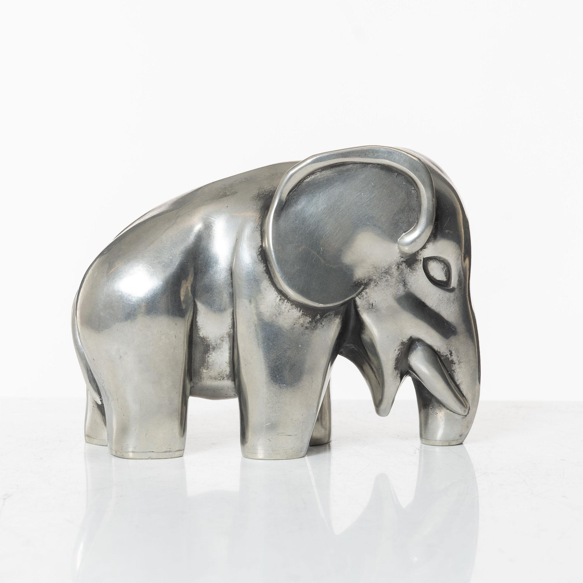 Björn Trägårdh, a model A 1734 pewter sculpture of an elephant, Firma Svenskt Tenn, Stockholm 1984.