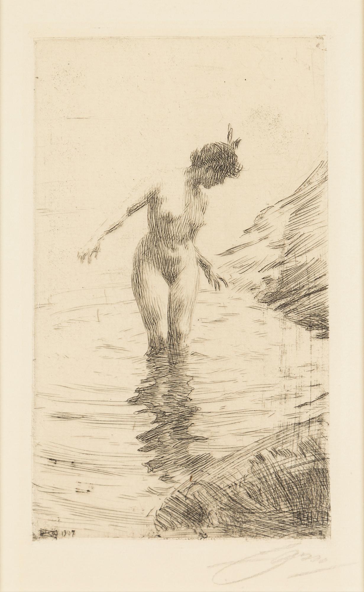 ANDERS ZORN, etchning, 1907, signed.