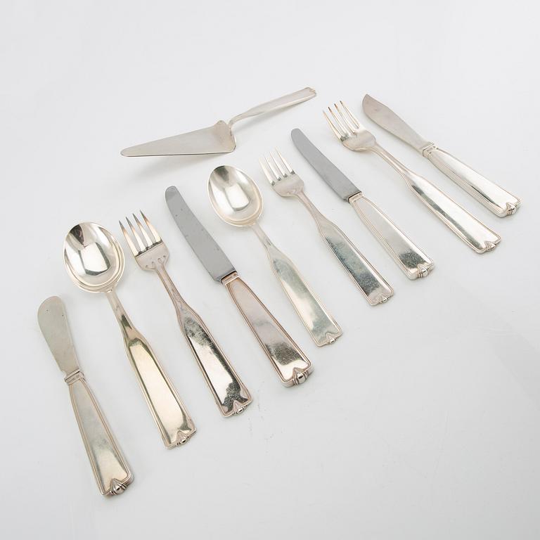 Erik Flemming, cutlery approx. 99 dlr "Flavia" silver Skellefteå 1950s,.