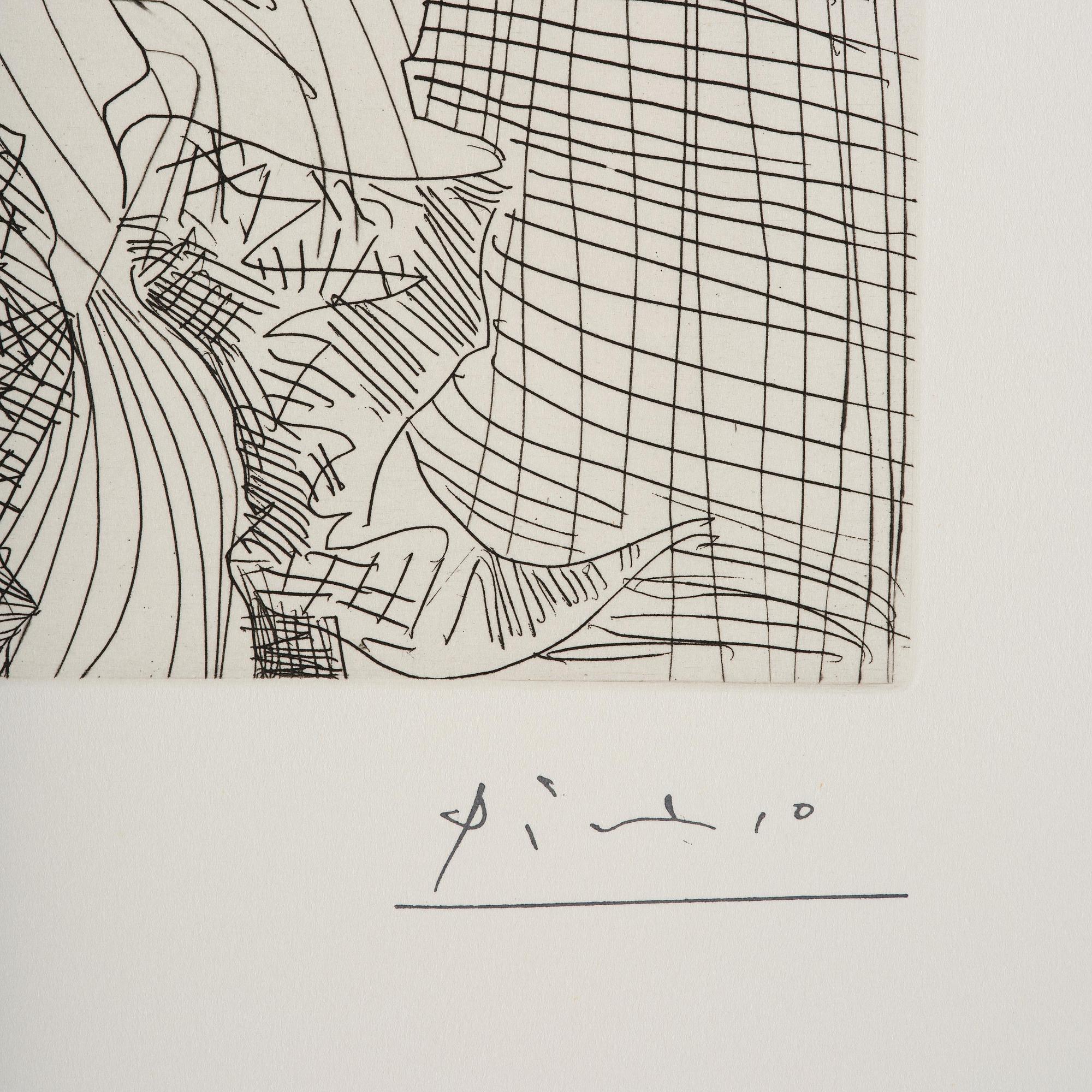 Pablo Picasso, "Couple: Femme et homme-chien, avec femme à la fleur", from: Series 156.