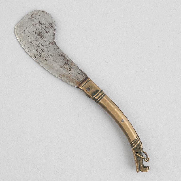 A feast knife, dated 1842.