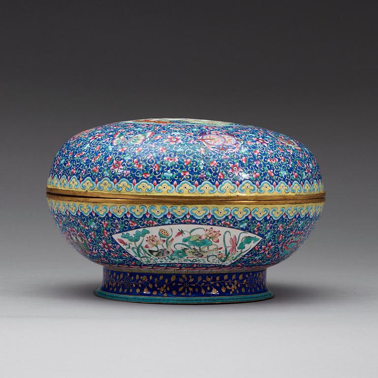 A enamel on copper box with cover, Qing dynasty presumably late 18th century.