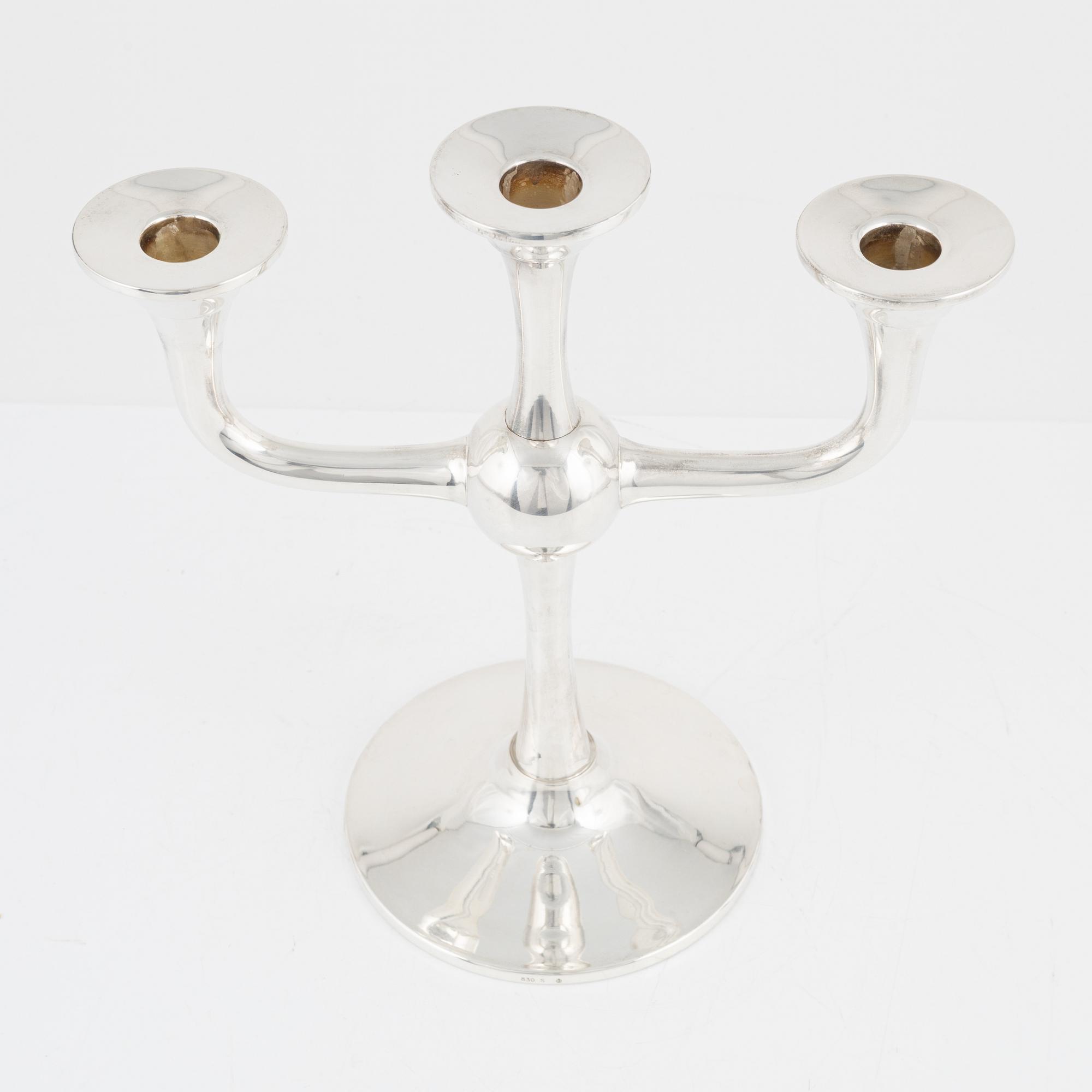 A Norwegian Silver Candelabra, Karl Jørgen Otteren, late 20th century.