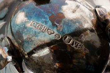 KAFFESERVIS, 3 delar, silver, CG Hallberg, Stockholm 1947/48. Vikt ca 614 gram.