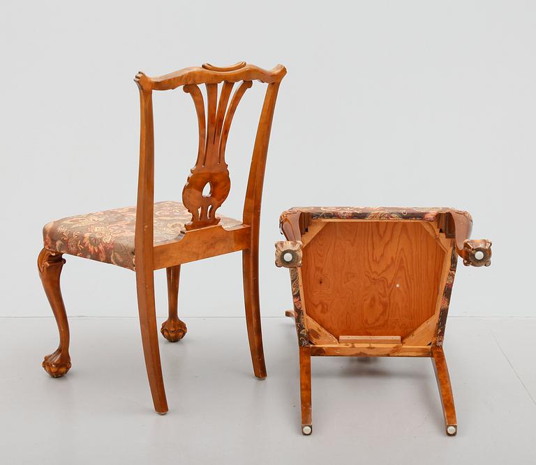 STOLAR, 4 st, Chippendale, 1900-talets mitt.